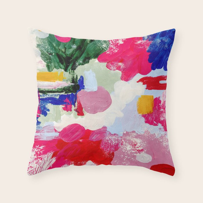 CANVAS: Viva Magenta 01 | Abstract Brushstrokes Throw Pillow Gallery Image 1