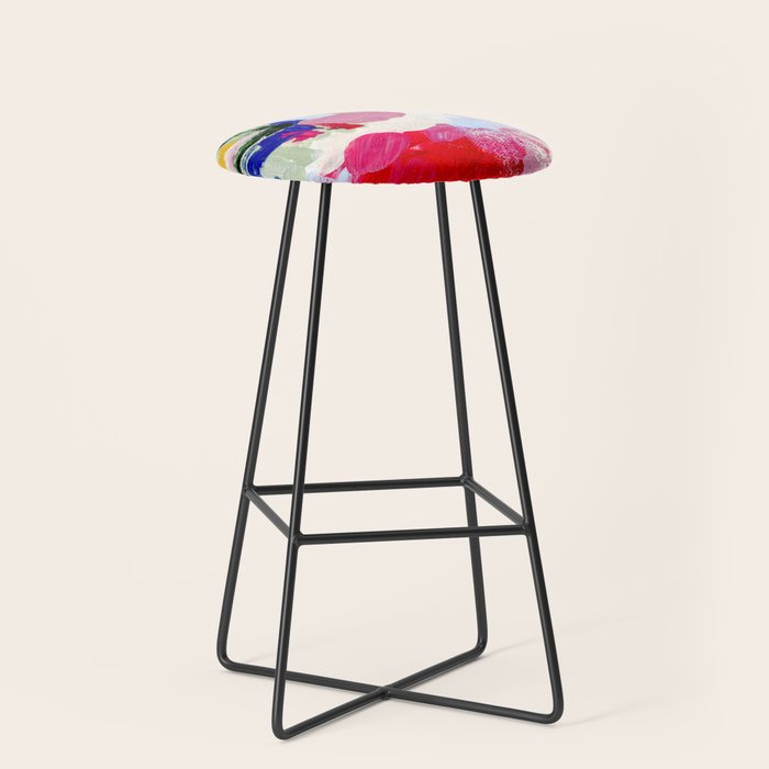 CANVAS: Viva Magenta 01 | Abstract Brushstrokes Stool Gallery Image 1
