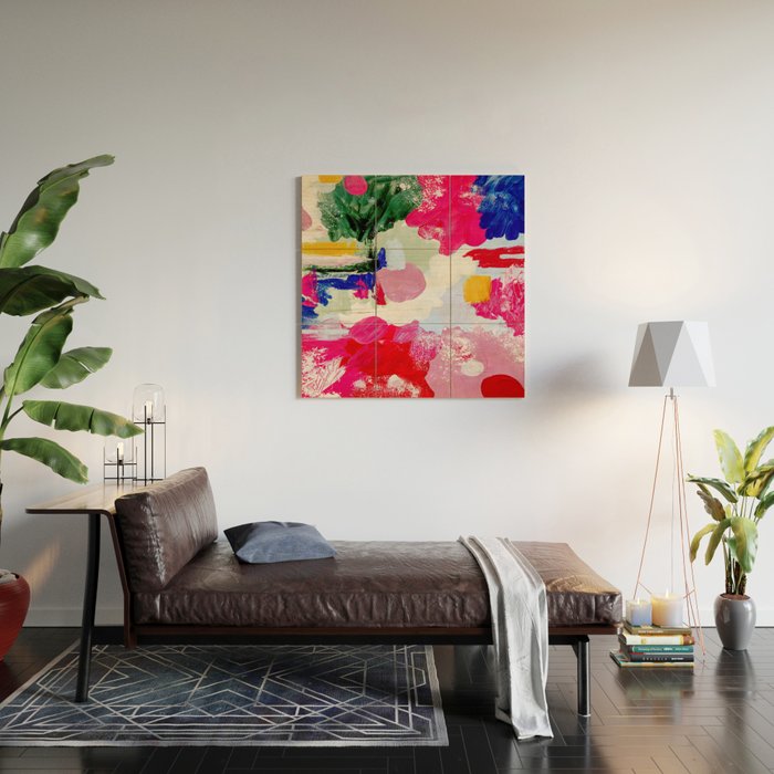 CANVAS: Viva Magenta 01 | Abstract Brushstrokes Wood Wall Art Gallery Image 2