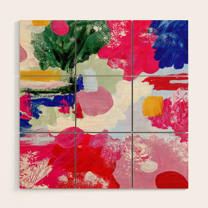 CANVAS: Viva Magenta 01 | Abstract Brushstrokes Wood Wall Art Gallery Image 1