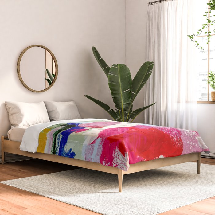 CANVAS: Viva Magenta 01 | Abstract Brushstrokes Comforter Gallery Image 2