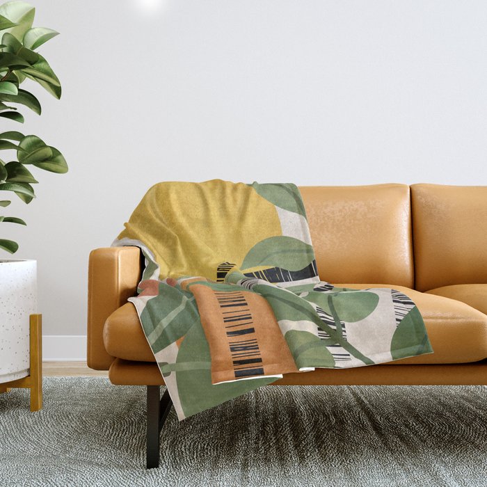 Tropical Garden Leaves 02 Throw Blanket Gallery Image 1