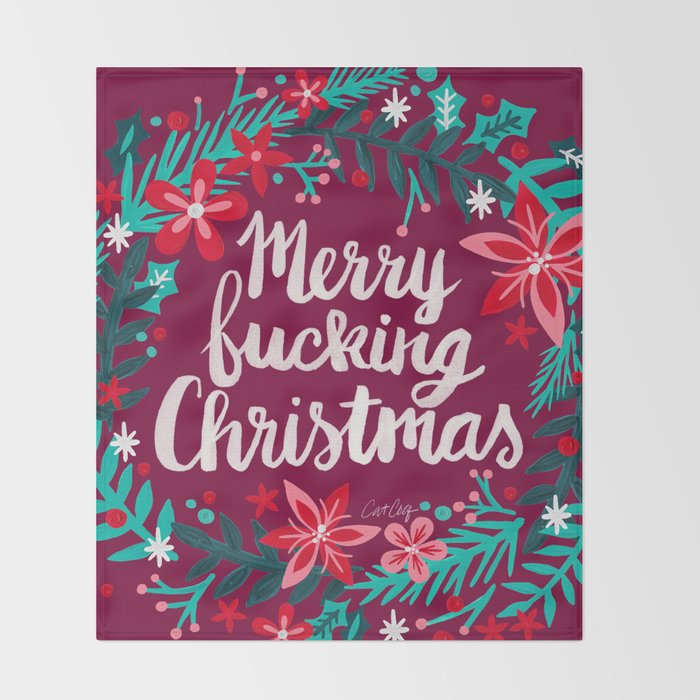 Merry F*cking Christmas - Maroon Throw Blanket Gallery Image 2