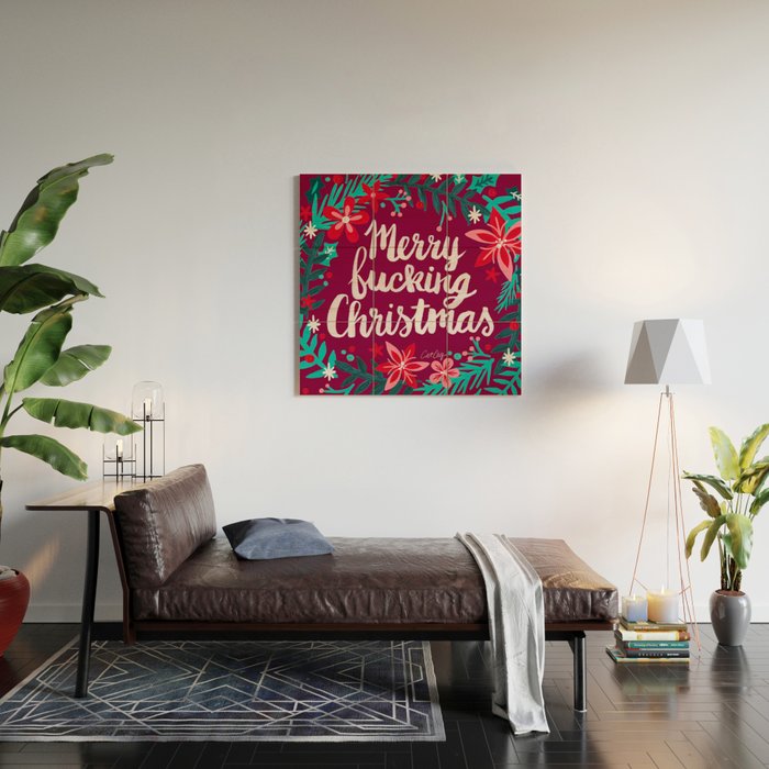 Merry F*cking Christmas - Maroon Wood Wall Art Gallery Image 2