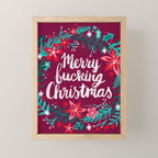 Merry F*cking Christmas - Maroon Mini Art Print Gallery Image 1