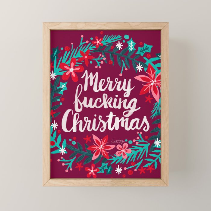 Merry F*cking Christmas - Maroon Mini Art Print Gallery Image 1