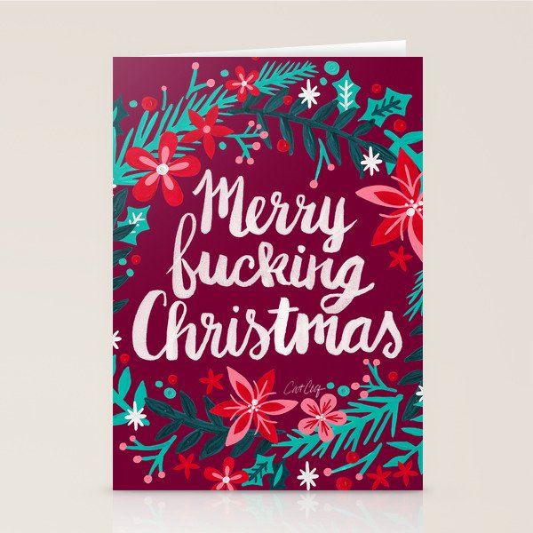 Merry F*cking Christmas - Maroon Stationery Card Gallery Image 2