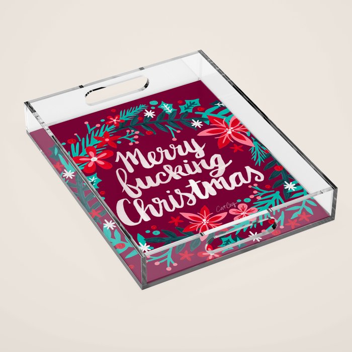 Merry F*cking Christmas - Maroon Acrylic Tray Gallery Image 1