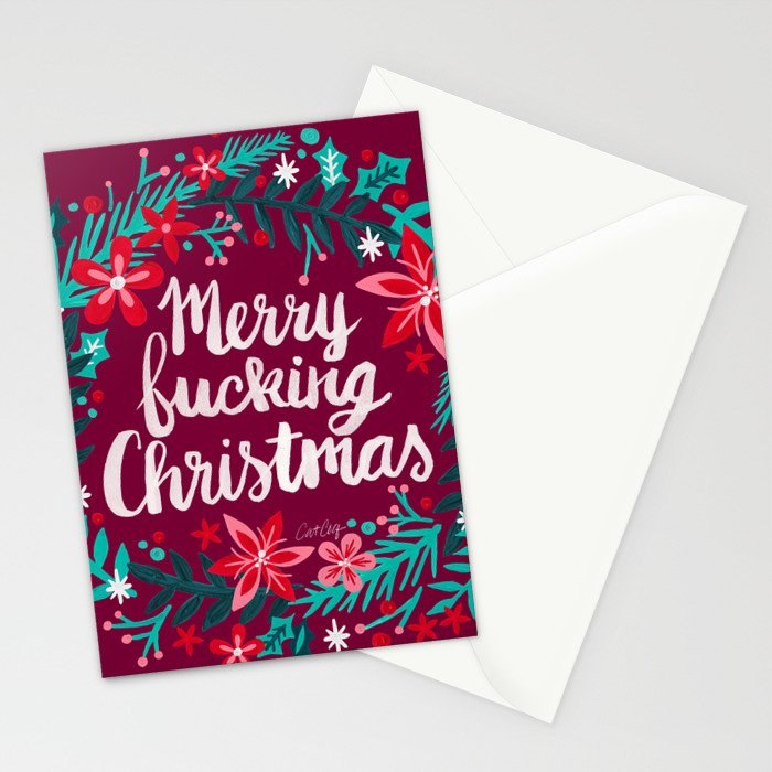 Merry F*cking Christmas - Maroon Stationery Card Gallery Image 2
