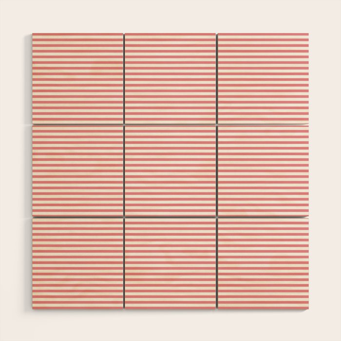 Ultra Fine Stripe Narrow Pinstripe Pattern in Cottage Pink and White Wood Wall Art Gallery Image 1