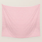 Ultra Fine Stripe Narrow Pinstripe Pattern in Cottage Pink and White Wall Tapestry Gallery Image 4