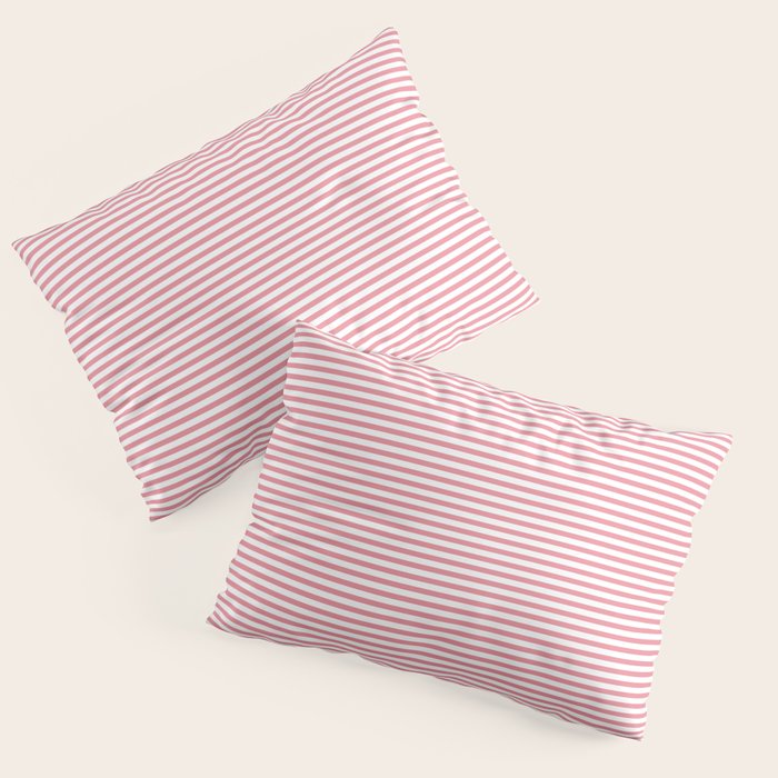 Ultra Fine Stripe Narrow Pinstripe Pattern in Cottage Pink and White Pillow Sham Gallery Image 3