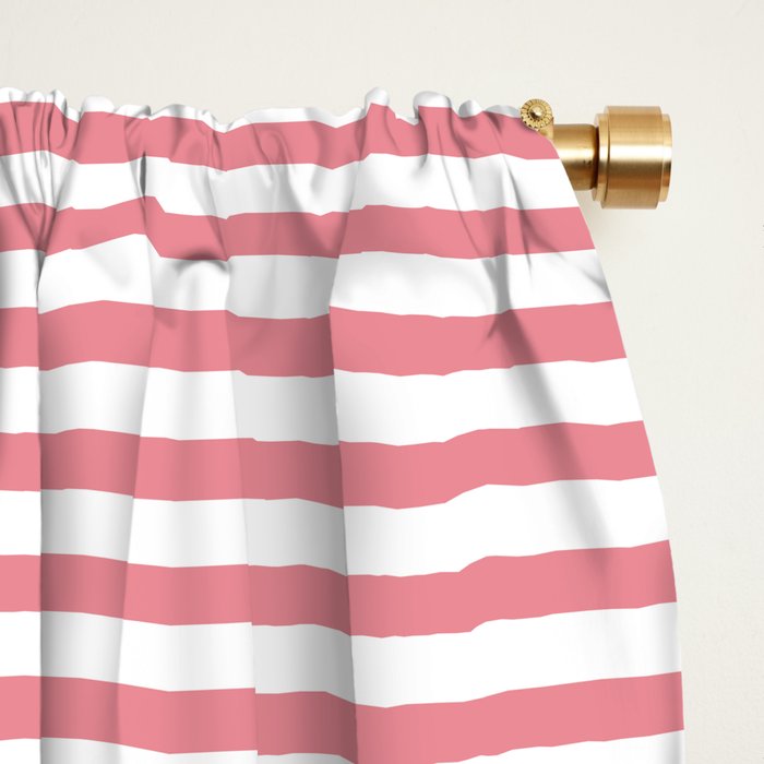 Ultra Fine Stripe Narrow Pinstripe Pattern in Cottage Pink and White Window Curtain Gallery Image 2