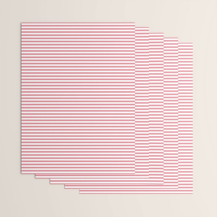 Ultra Fine Stripe Narrow Pinstripe Pattern in Cottage Pink and White Wrapping Paper Gallery Image 3