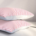 Ultra Fine Stripe Narrow Pinstripe Pattern in Cottage Pink and White Pillow Sham Gallery Image 3
