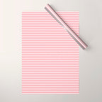 Ultra Fine Stripe Narrow Pinstripe Pattern in Cottage Pink and White Wrapping Paper Gallery Image 1