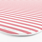 Ultra Fine Stripe Narrow Pinstripe Pattern in Cottage Pink and White Bath Mat Gallery Image 3