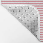 Ultra Fine Stripe Narrow Pinstripe Pattern in Cottage Pink and White Bath Mat Gallery Image 2