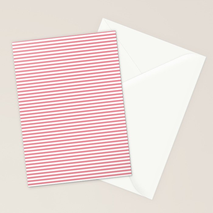 Ultra Fine Stripe Narrow Pinstripe Pattern in Cottage Pink and White Stationery Card Gallery Image 2