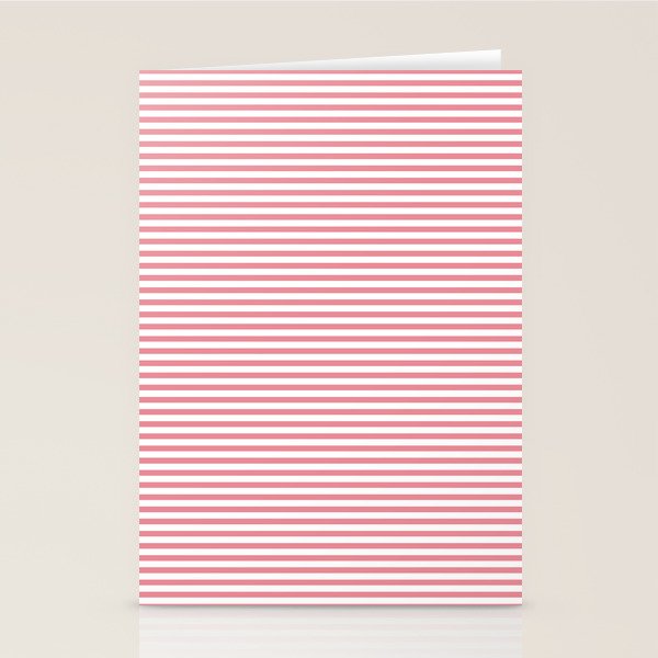 Ultra Fine Stripe Narrow Pinstripe Pattern in Cottage Pink and White Stationery Card Gallery Image 2