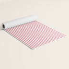 Ultra Fine Stripe Narrow Pinstripe Pattern in Cottage Pink and White Yoga Mat Gallery Image 2