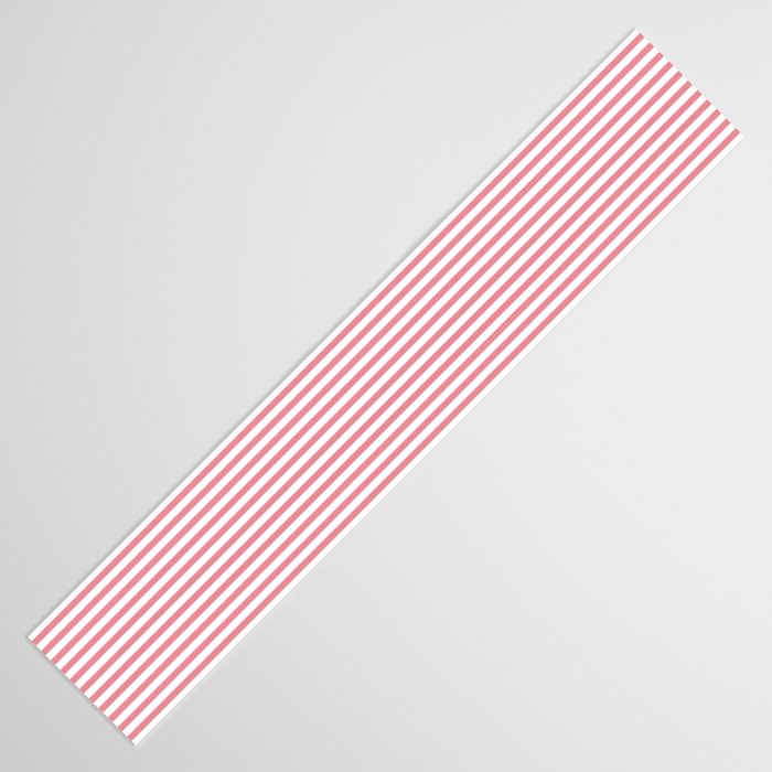 Ultra Fine Stripe Narrow Pinstripe Pattern in Cottage Pink and White Table Runner Gallery Image 3