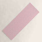 Ultra Fine Stripe Narrow Pinstripe Pattern in Cottage Pink and White Yoga Mat Gallery Image 1