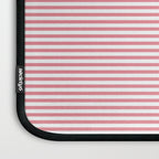 Ultra Fine Stripe Narrow Pinstripe Pattern in Cottage Pink and White Laptop Sleeve Gallery Image 3