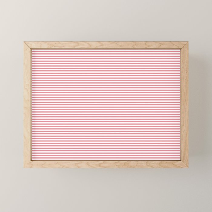 Ultra Fine Stripe Narrow Pinstripe Pattern in Cottage Pink and White Mini Art Print Gallery Image 1