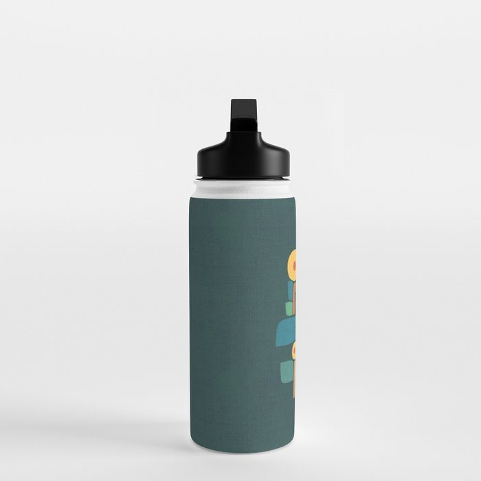 Bird in mid-century garden Water Bottle Gallery Image 3