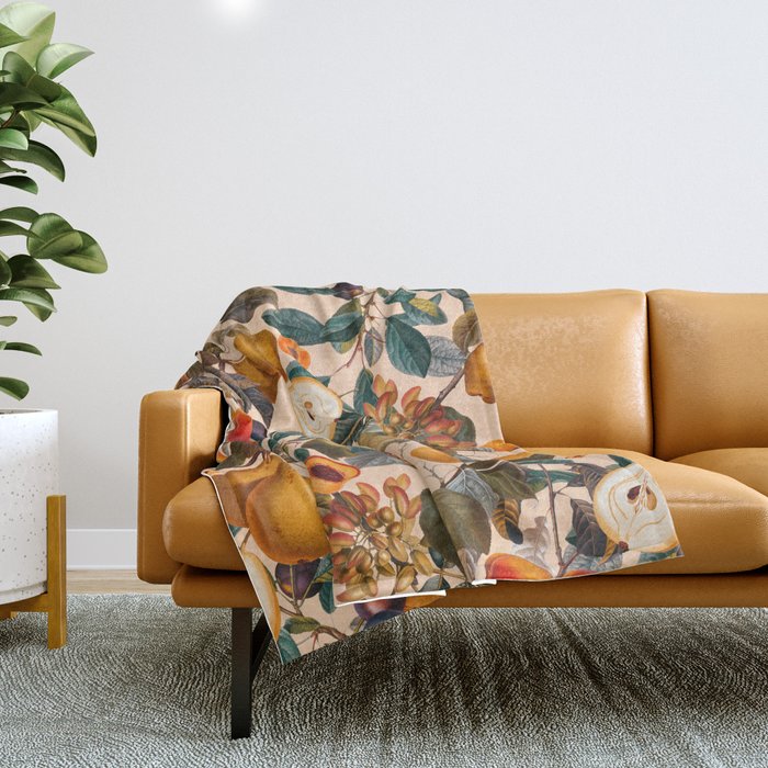 Vintage Fruit Pattern IX Throw Blanket Gallery Image 1