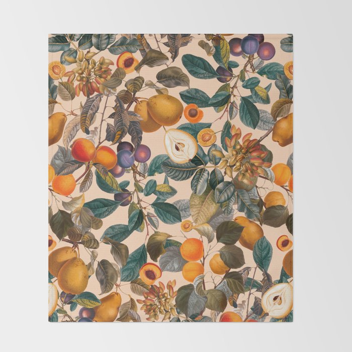 Vintage Fruit Pattern IX Throw Blanket Gallery Image 2