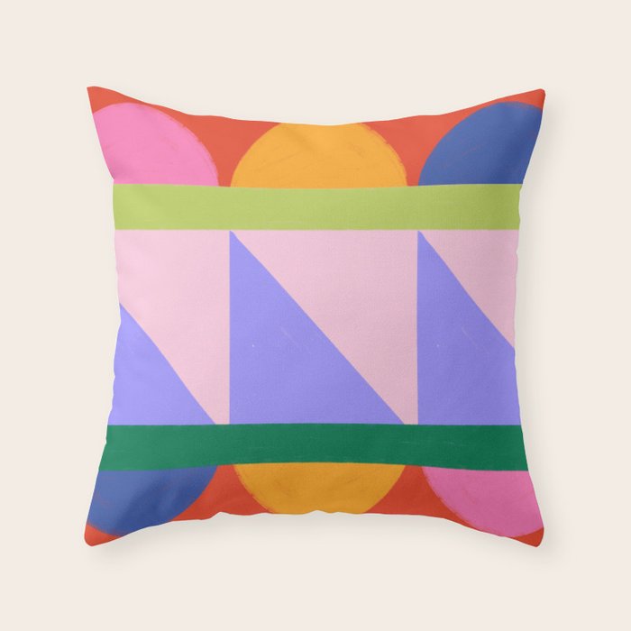 Folk Art Color Block  Throw Pillow Gallery Image 6