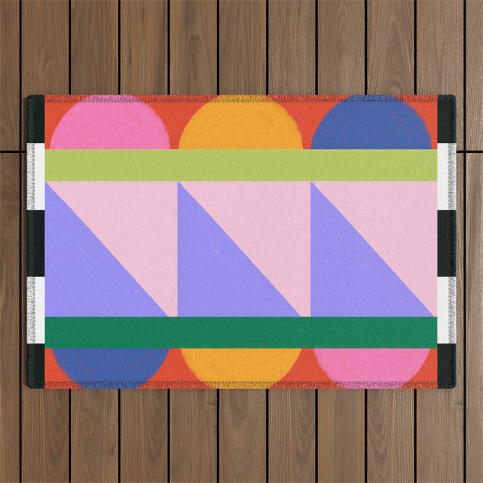 Folk Art Color Block  Outdoor Rug Gallery Image 1