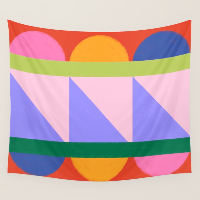 Folk Art Color Block  Wall Tapestry Gallery Image 1