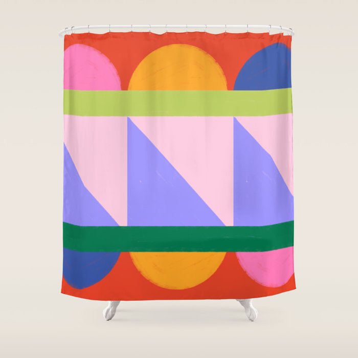Folk Art Color Block  Shower Curtain Gallery Image 1