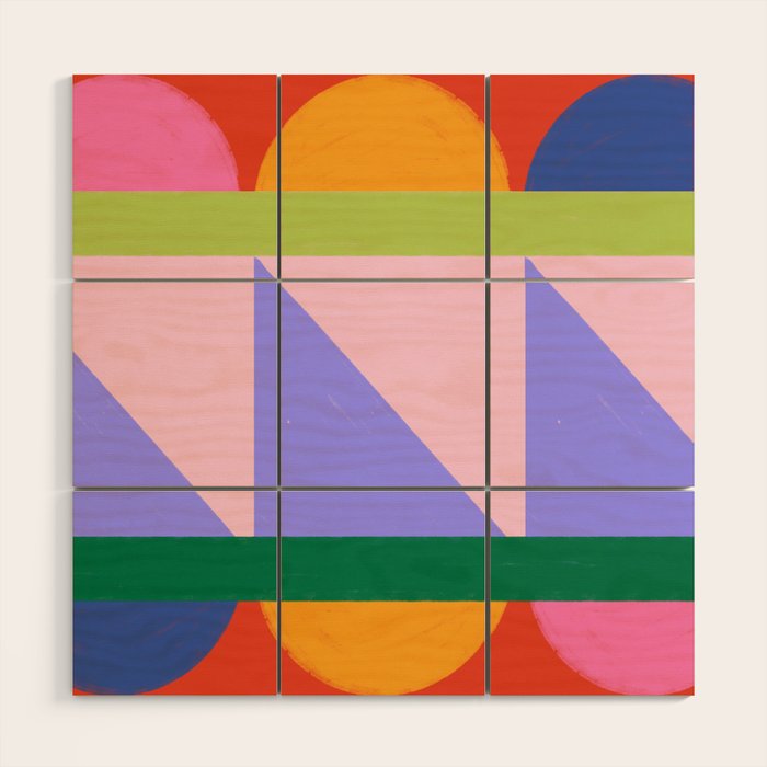 Folk Art Color Block  Wood Wall Art Gallery Image 1