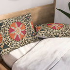 Katti Kurgan Suzani Uzbekistan Embroidery Print Pillow Sham Gallery Image 2