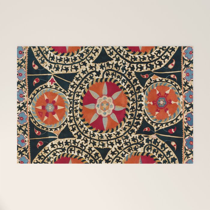 Katti Kurgan Suzani Uzbekistan Embroidery Print Welcome Mat Gallery Image 1