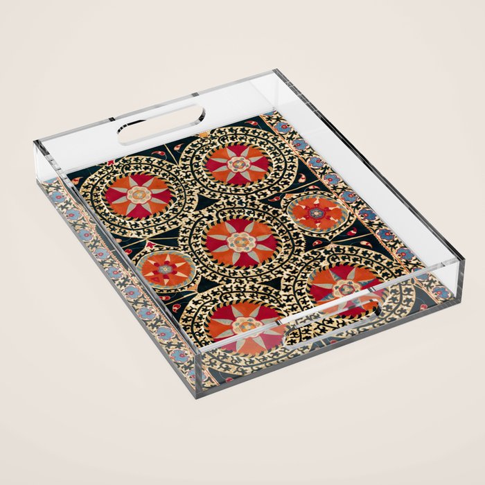 Katti Kurgan Suzani Uzbekistan Embroidery Print Acrylic Tray Gallery Image 1