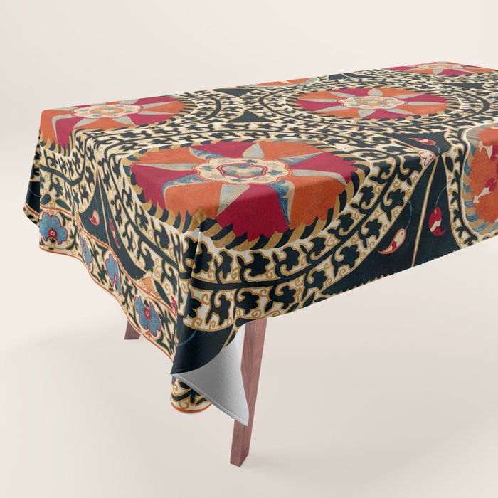 Katti Kurgan Suzani Uzbekistan Embroidery Print Tablecloth Gallery Image 1