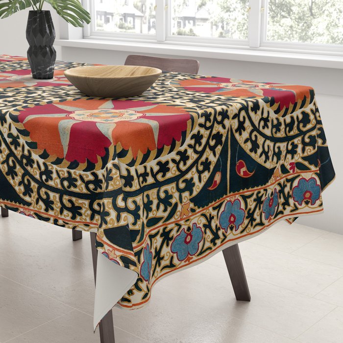 Katti Kurgan Suzani Uzbekistan Embroidery Print Tablecloth Gallery Image 3