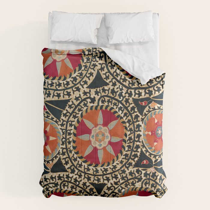 Katti Kurgan Suzani Uzbekistan Embroidery Print Comforter Gallery Image 1