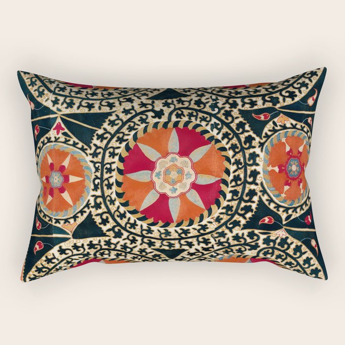 Katti Kurgan Suzani Uzbekistan Embroidery Print Rectangular Pillow