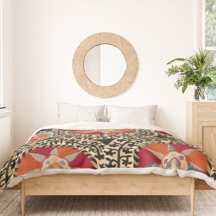 Katti Kurgan Suzani Uzbekistan Embroidery Print Duvet Cover Gallery Image 3