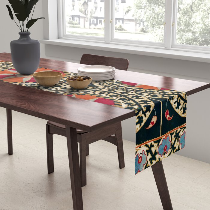 Katti Kurgan Suzani Uzbekistan Embroidery Print Table Runner Gallery Image 2