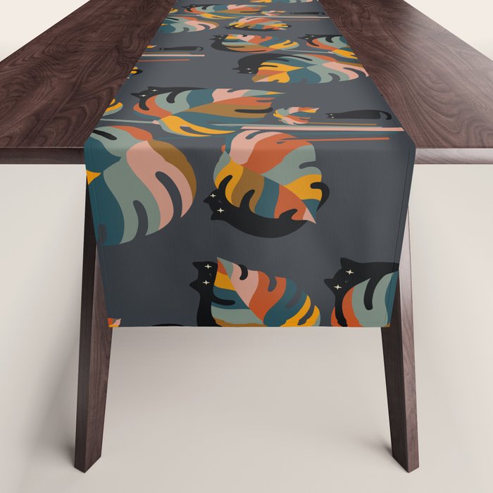 Cat and Plant 11 (Black Cats) Table Runner Gallery Image 1
