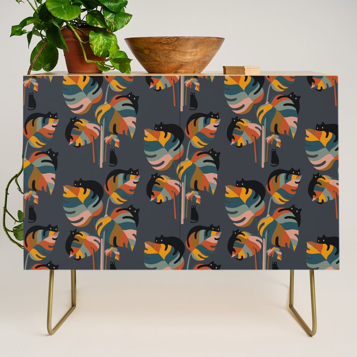 Cat and Plant 11 (Black Cats) Credenza Gallery Image 1