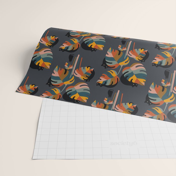 Cat and Plant 11 (Black Cats) Wrapping Paper Gallery Image 2