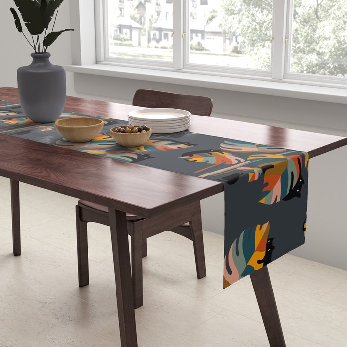 Cat and Plant 11 (Black Cats) Table Runner Gallery Image 2